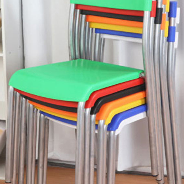 Silla de comedor contemporánea, silla lateral de comedor apilable sin brazos de metal con respaldo abierto