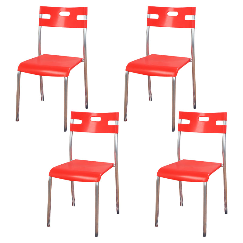Silla de comedor contemporánea, silla lateral de comedor apilable sin brazos de metal con respaldo abierto
