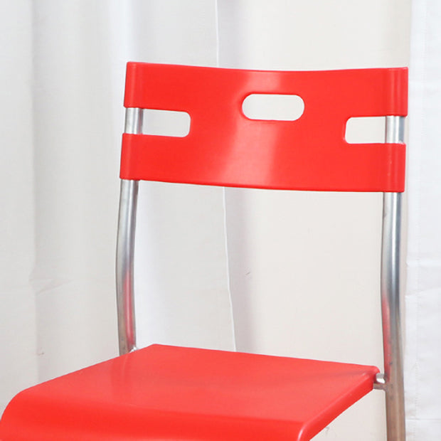 Silla de comedor contemporánea, silla lateral de comedor apilable sin brazos de metal con respaldo abierto