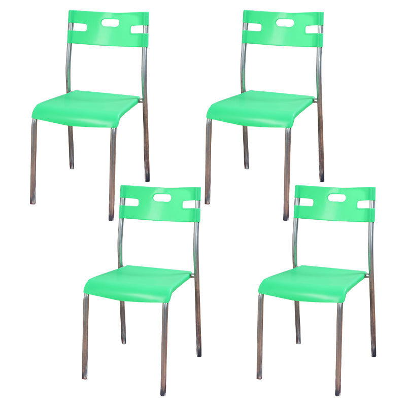Silla de comedor contemporánea, silla lateral de comedor apilable sin brazos de metal con respaldo abierto