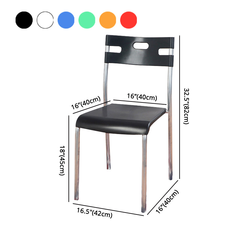 Silla de comedor contemporánea, silla lateral de comedor apilable sin brazos de metal con respaldo abierto