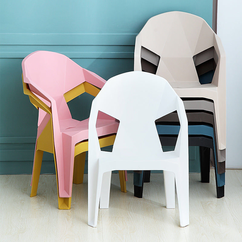 Sillón de comedor interior moderno, sillas de comedor de plástico caseras apilables