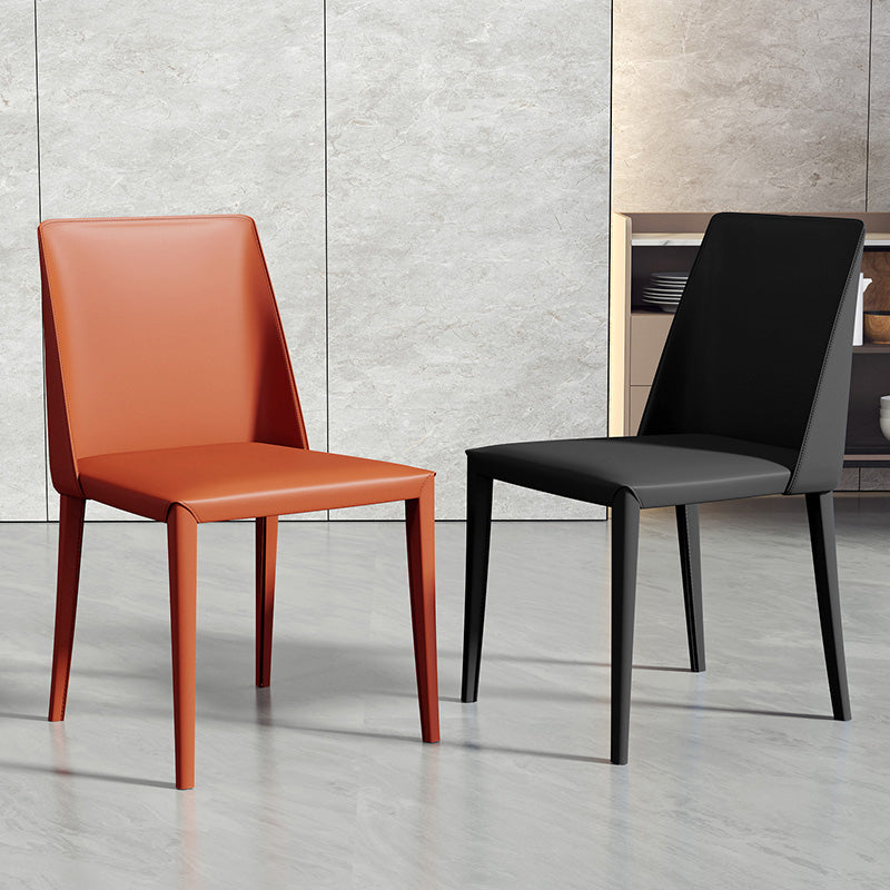 Silla auxiliar de comedor contemporánea Silla de respaldo sólido sin brazos Brasserie de cuero
