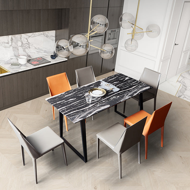 Silla auxiliar de comedor contemporánea Silla de respaldo sólido sin brazos Brasserie de cuero