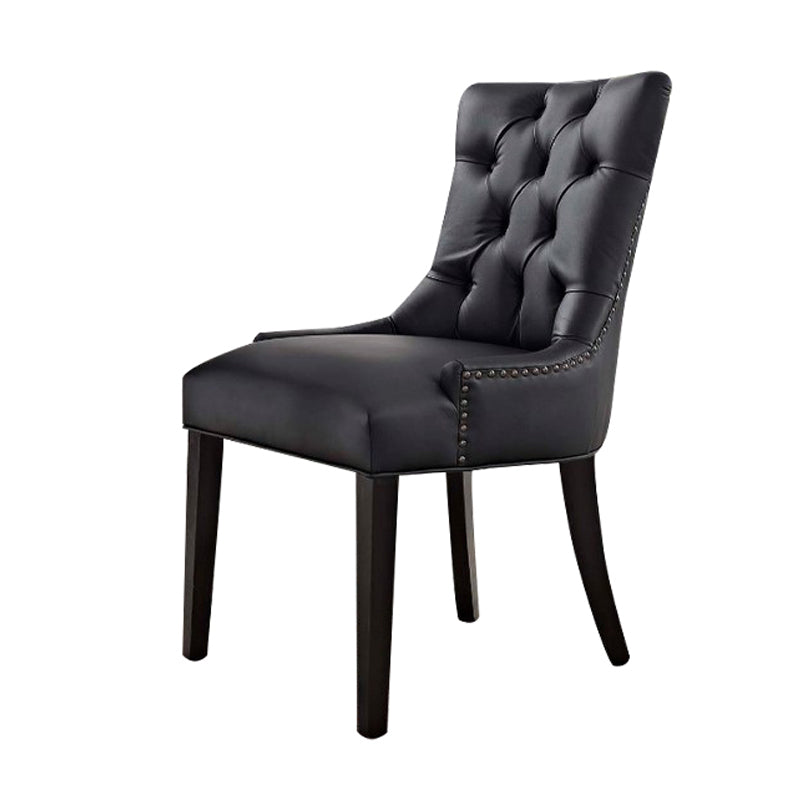 Silla auxiliar tradicional tapizada para el hogar Parsons Silla de comedor con acabado mate y patas negras