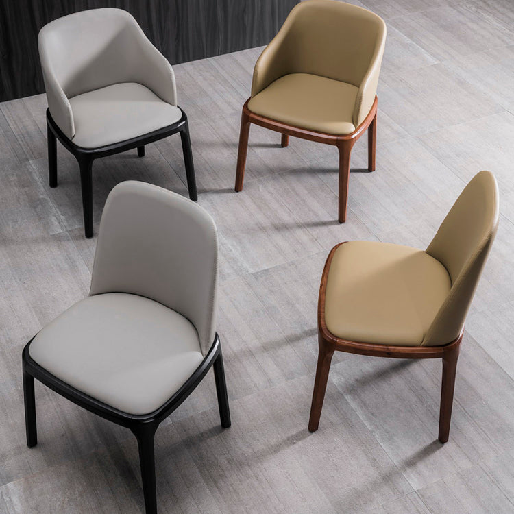 Silla de comedor de madera moderna, sillas de comedor de cuero sintético para uso doméstico