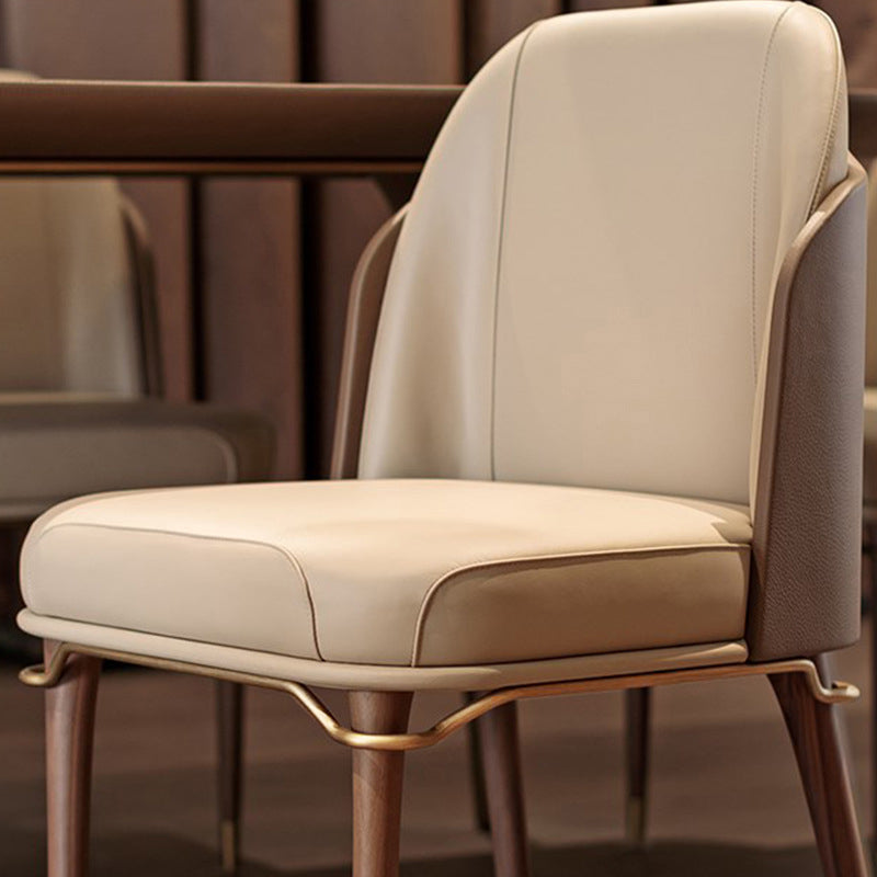 Restaurante moderno Parsons Silla lateral Silla de comedor de cuero con patas de nogal