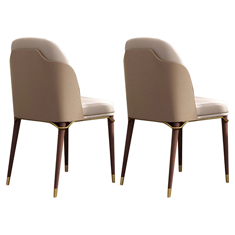 Restaurante moderno Parsons Silla lateral Silla de comedor de cuero con patas de nogal