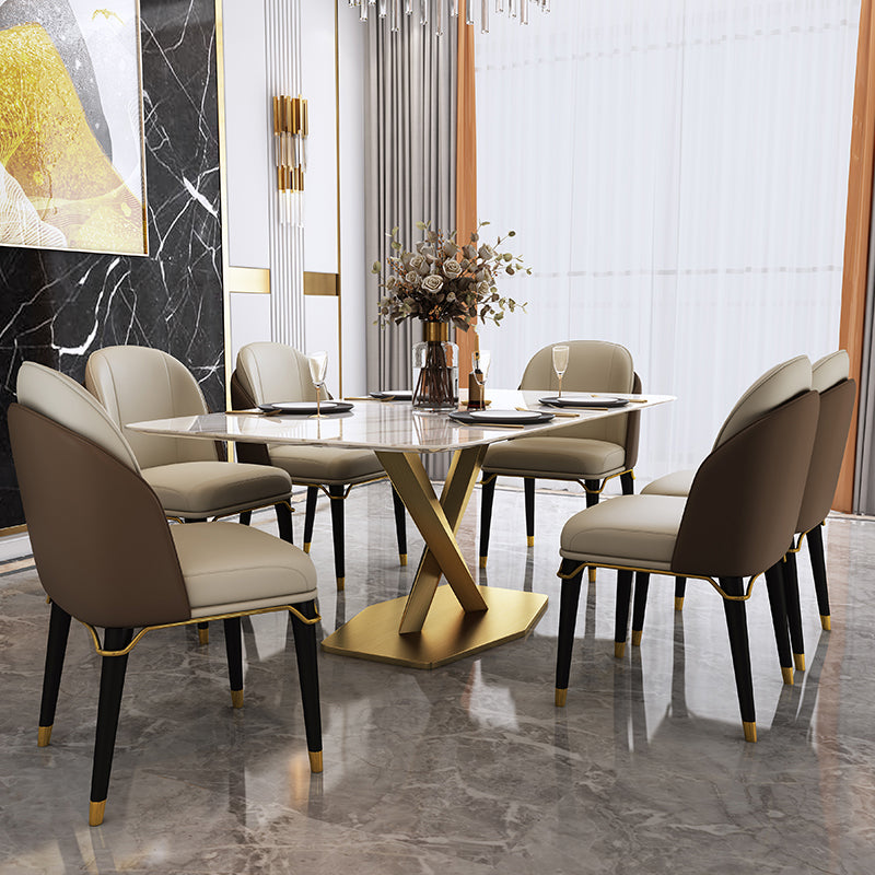 Silla auxiliar Parsons para sala de conferencias contemporánea Silla de comedor de cuero beige