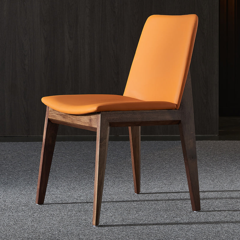 Silla sin brazos de comedor de madera tradicional, silla lateral de cuero sintético para uso en restaurantes