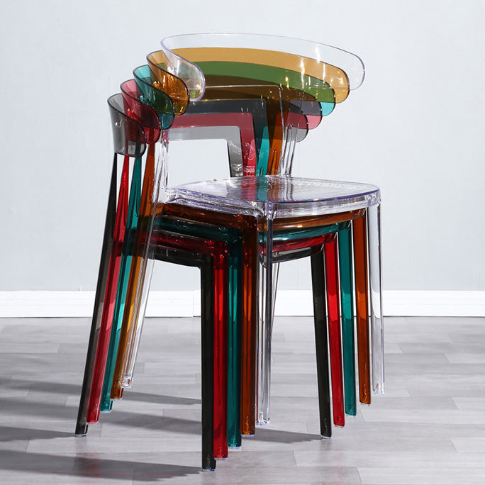 Silla de comedor de plástico de estilo nórdico, silla lateral de comedor con respaldo abierto para uso en restaurantes