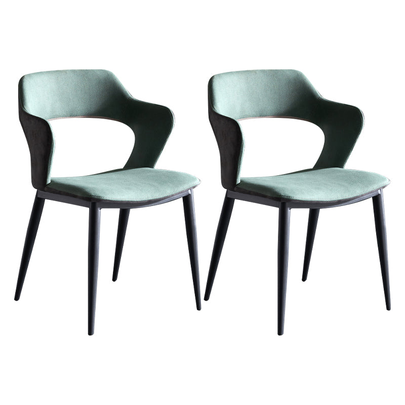 Chaise de salle à manger contemporaine de finition mate de dos ouvert de chaise de bras de restaurant de tissu