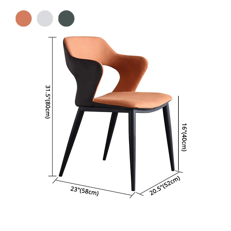 Chaise de salle à manger contemporaine de finition mate de dos ouvert de chaise de bras de restaurant de tissu