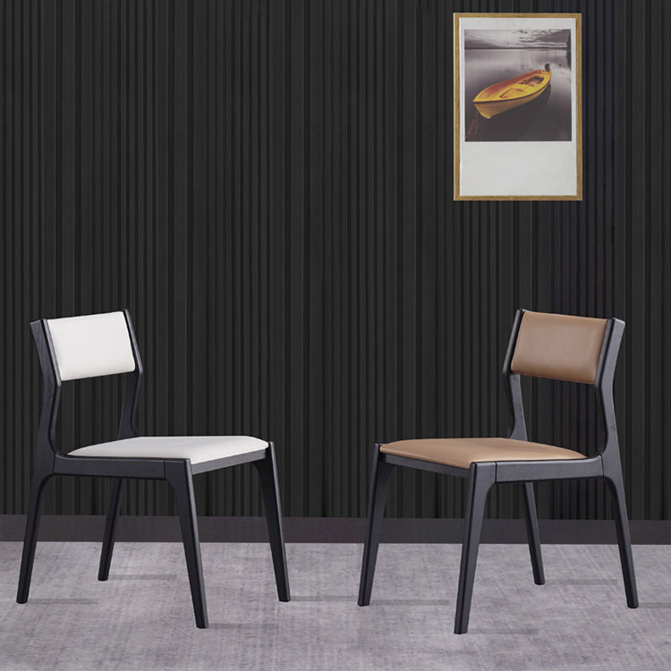 Contemporary Armless Dining Chairs Open Back Side Chair for Kitchen with Wooden Legs