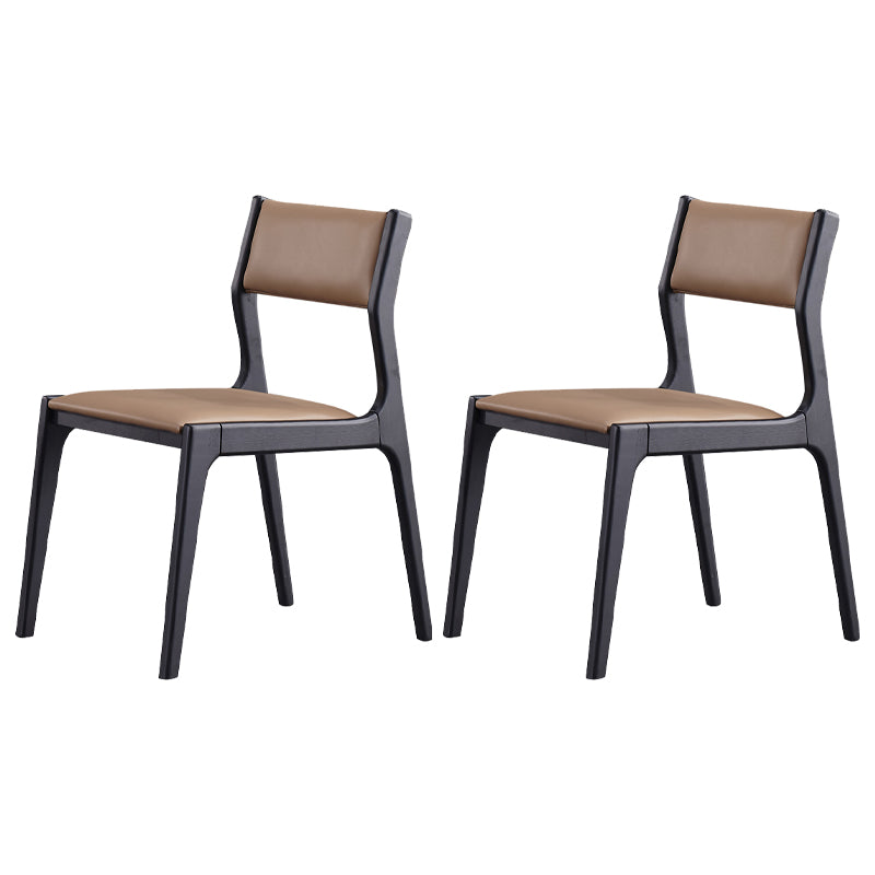 Contemporary Armless Dining Chairs Open Back Side Chair for Kitchen with Wooden Legs