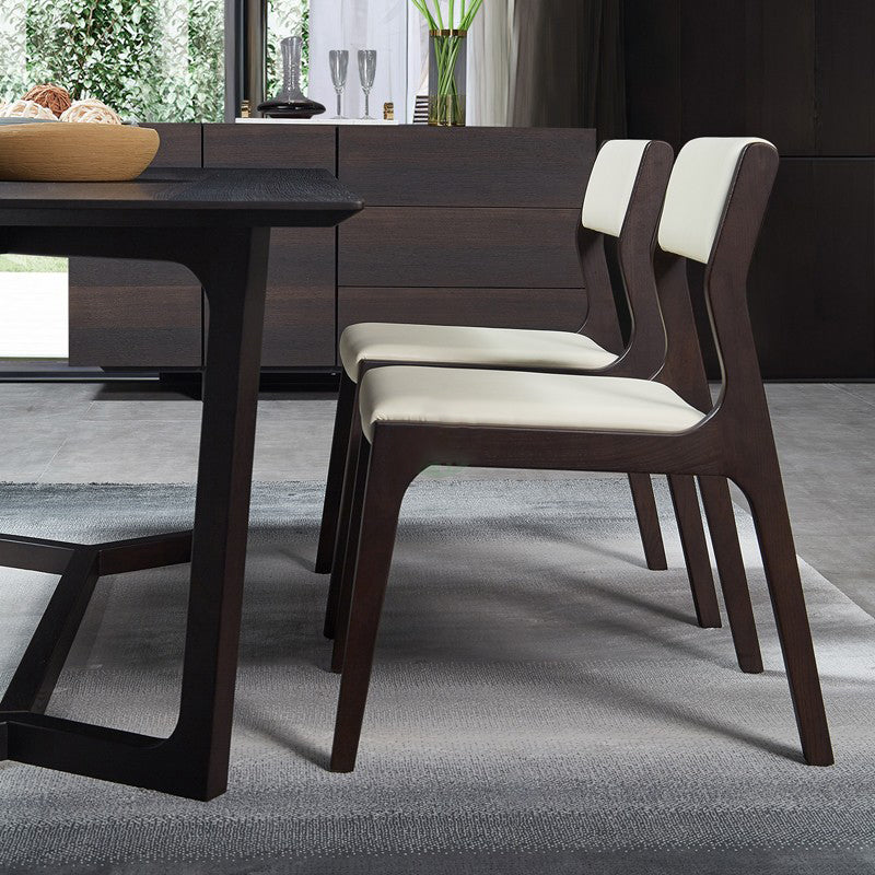 Contemporary Armless Dining Chairs Open Back Side Chair for Kitchen with Wooden Legs