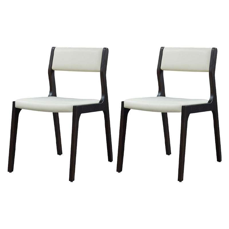 Contemporary Armless Dining Chairs Open Back Side Chair for Kitchen with Wooden Legs