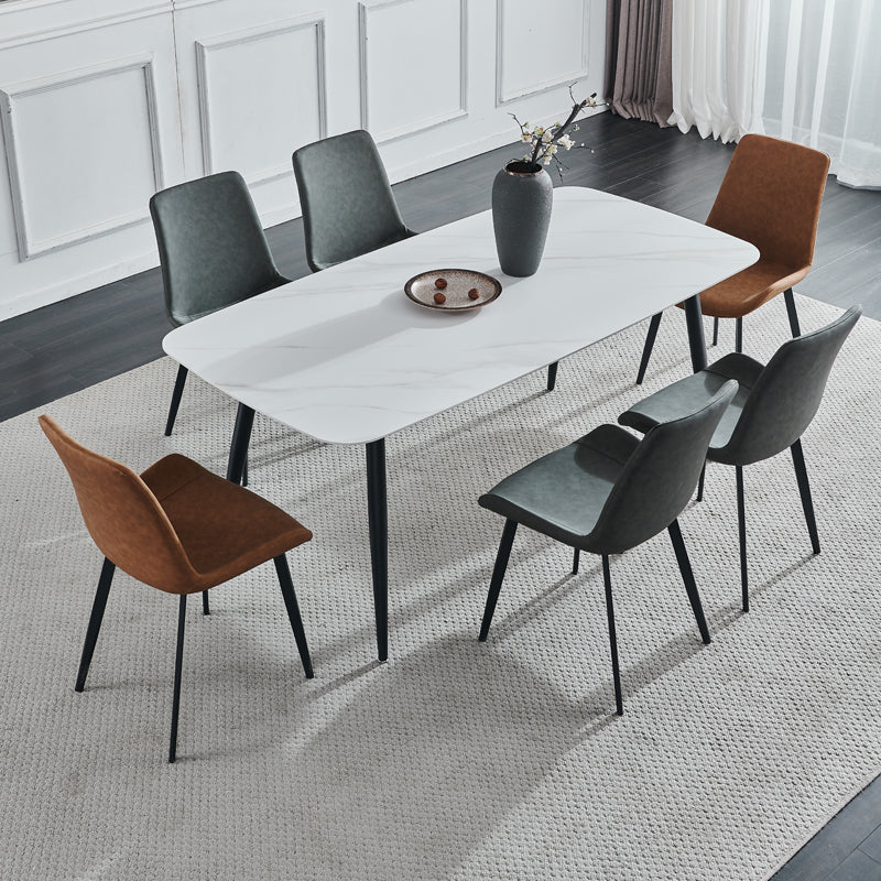 Sintered Stone Dining Table Simple Style 4 Legs Base Rectangle Table for Home