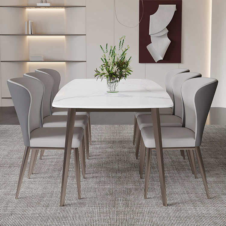 Mesa de comedor moderna resistente a los rasguños Mesa rectangular de piedra sinterizada con 4 patas Base