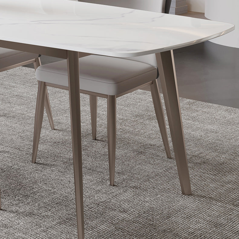 Mesa de comedor moderna resistente a los rasguños Mesa rectangular de piedra sinterizada con 4 patas Base