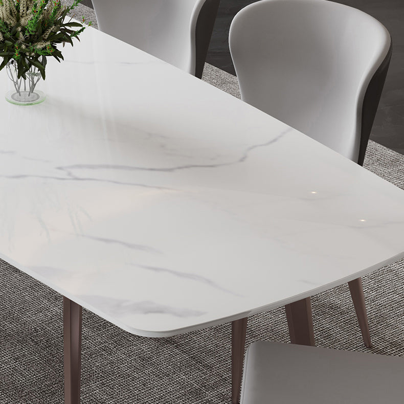 Mesa de comedor moderna resistente a los rasguños Mesa rectangular de piedra sinterizada con 4 patas Base