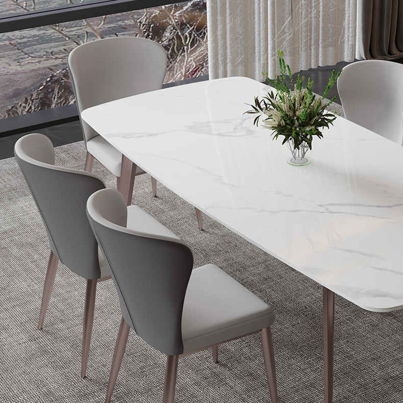 Mesa de comedor moderna resistente a los rasguños Mesa rectangular de piedra sinterizada con 4 patas Base
