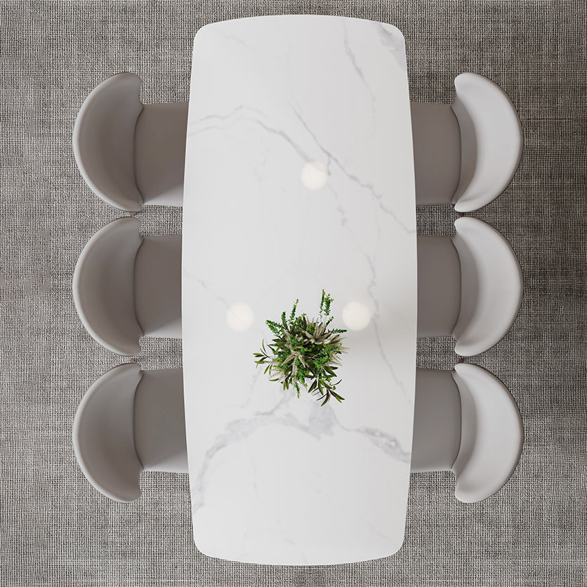 Mesa de comedor moderna resistente a los rasguños Mesa rectangular de piedra sinterizada con 4 patas Base