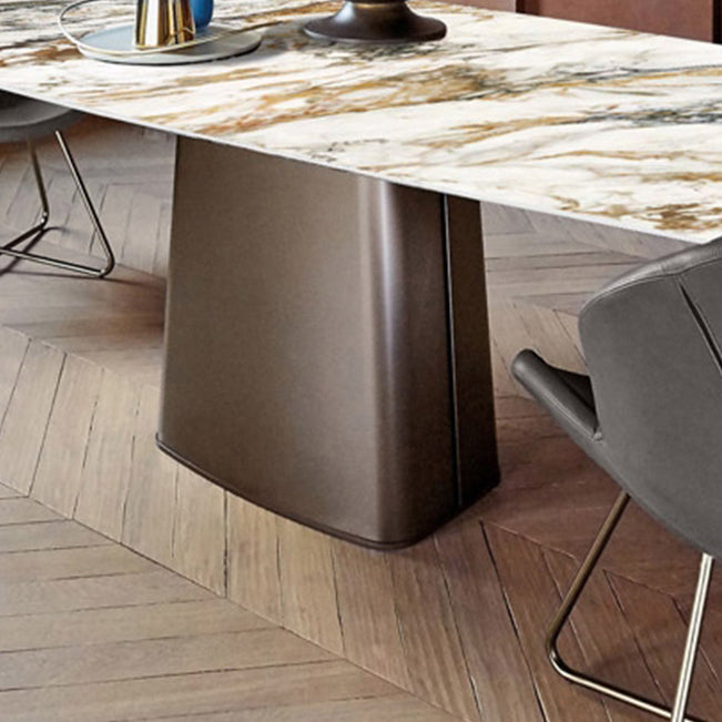 Mesa de piedra sinterizada de estilo de lujo Mesa de rectángulo de pedestal único para el hogar