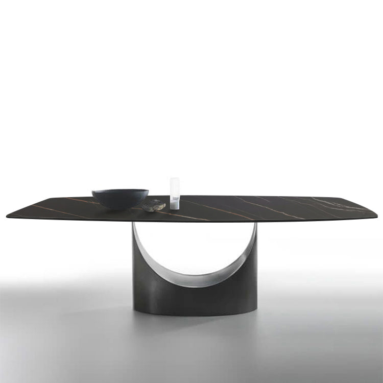 Mesa de comedor de piedra sinterizada Rectángulo de estilo industrial Mesa base de un solo pedestal para el hogar