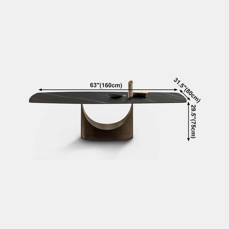 Mesa de comedor de piedra sinterizada Rectángulo de estilo industrial Mesa base de un solo pedestal para el hogar