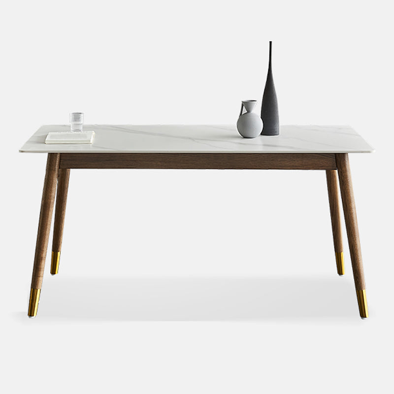 Mesa de comedor de lujo tradicional Mesa de comedor de piedra sinterizada con base de madera maciza