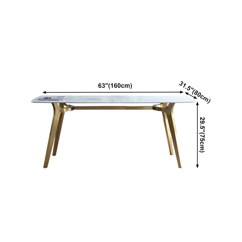 Traditionele luxe eettafel Sintered Stone 4 Legs Tafel met gouden frame
