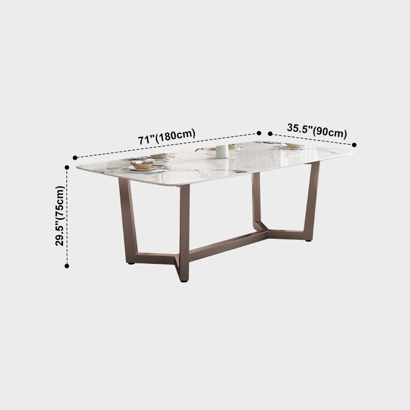 Traditioneller Luxus -Esstisch Rechteck Sintered Stone Trestle Basistisch
