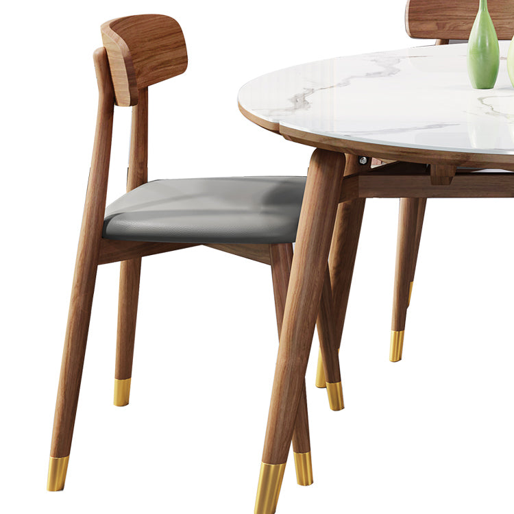 Traditional Luxury Dining Table Round Sintered Stone Dining Table with Wooden Base