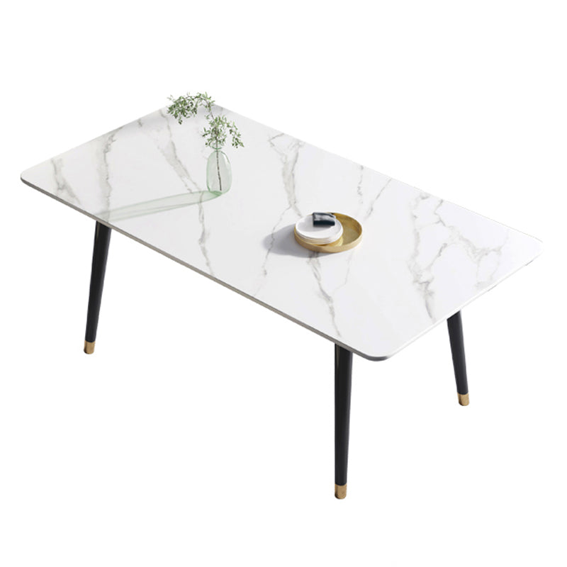 Table à manger en pierre frittée Table rectangulaire à 4 pieds pour la maison