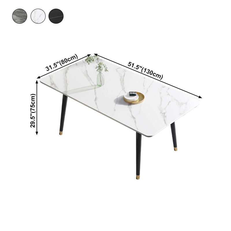 Table à manger en pierre frittée Table rectangulaire à 4 pieds pour la maison