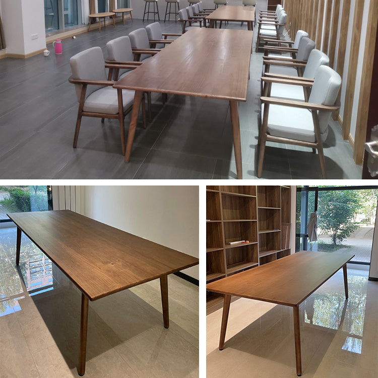 Contemporary Solid Wood Brown Table Rectangle Standard Dining Table for Kitchen