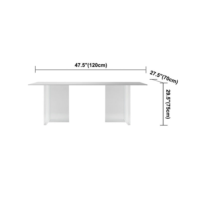 Modern White Dining Table Rectangle Sintered Stone Dining Table with Acrylic Legs