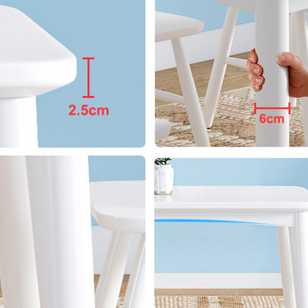 Modern Style White Dining Table Rectangle Solid Wood Dining Table with 4 Legs