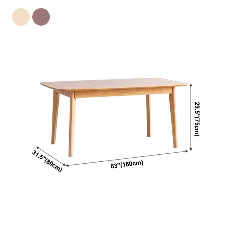 Modern Rectangle Dining Table Solid Wood 4 Legs Dining Table for Home Use