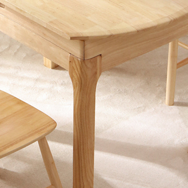 Modern Round Dining Table Brown Solid Wood Drop-Leaf Dining Table with 4 legs