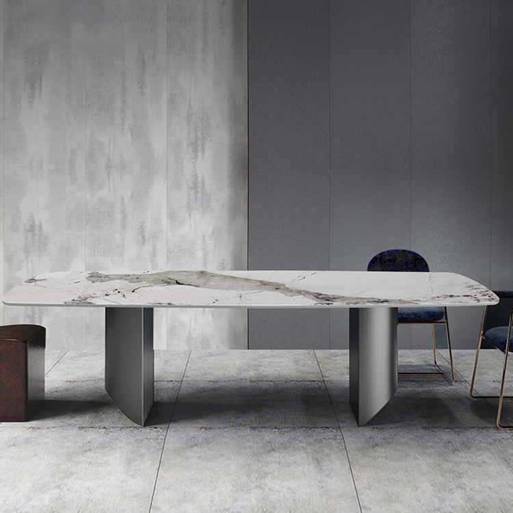 Metal Traditional Luxury Rectangle Table Sintered Stone Indoor Table for Kitchen