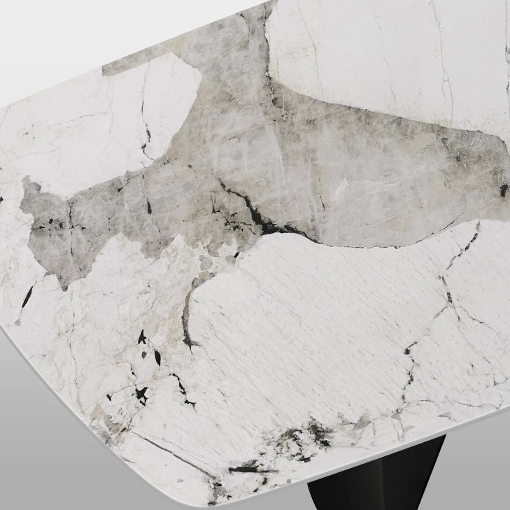 Metal Traditional Luxury Rectangle Table Sintered Stone Indoor Table for Kitchen