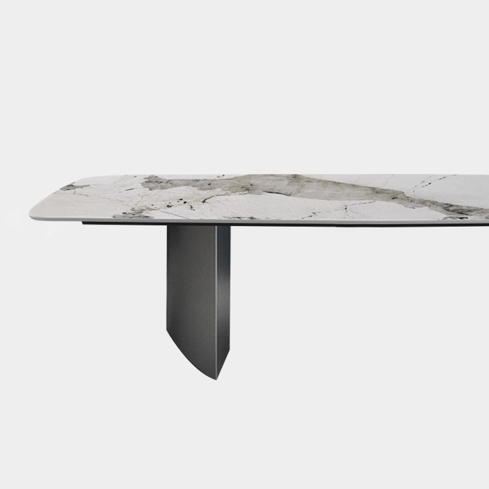 Metal Traditional Luxury Rectangle Table Sintered Stone Indoor Table for Kitchen