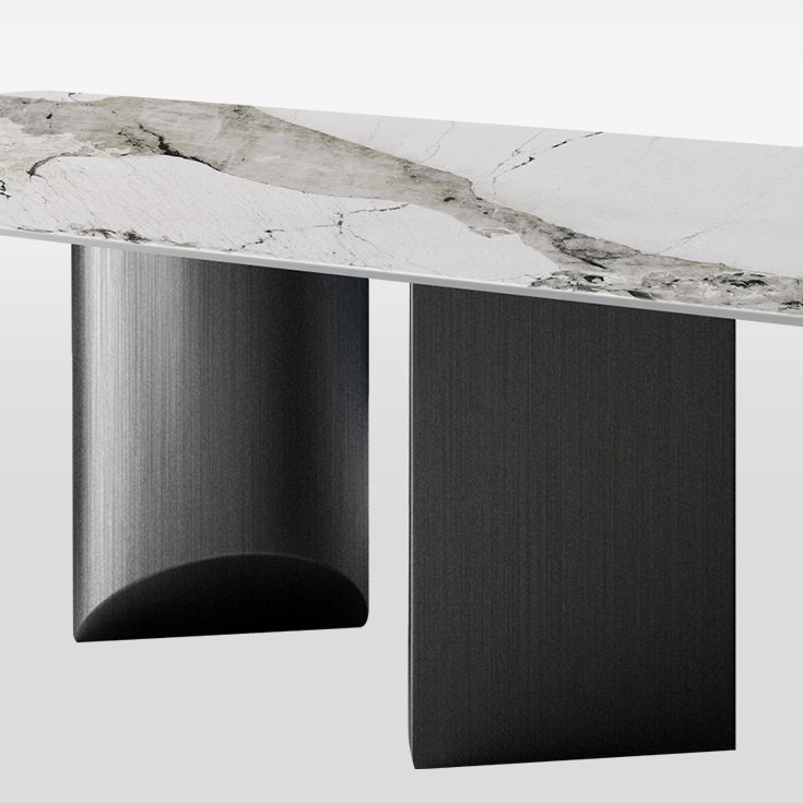Metal Traditional Luxury Rectangle Table Sintered Stone Indoor Table for Kitchen