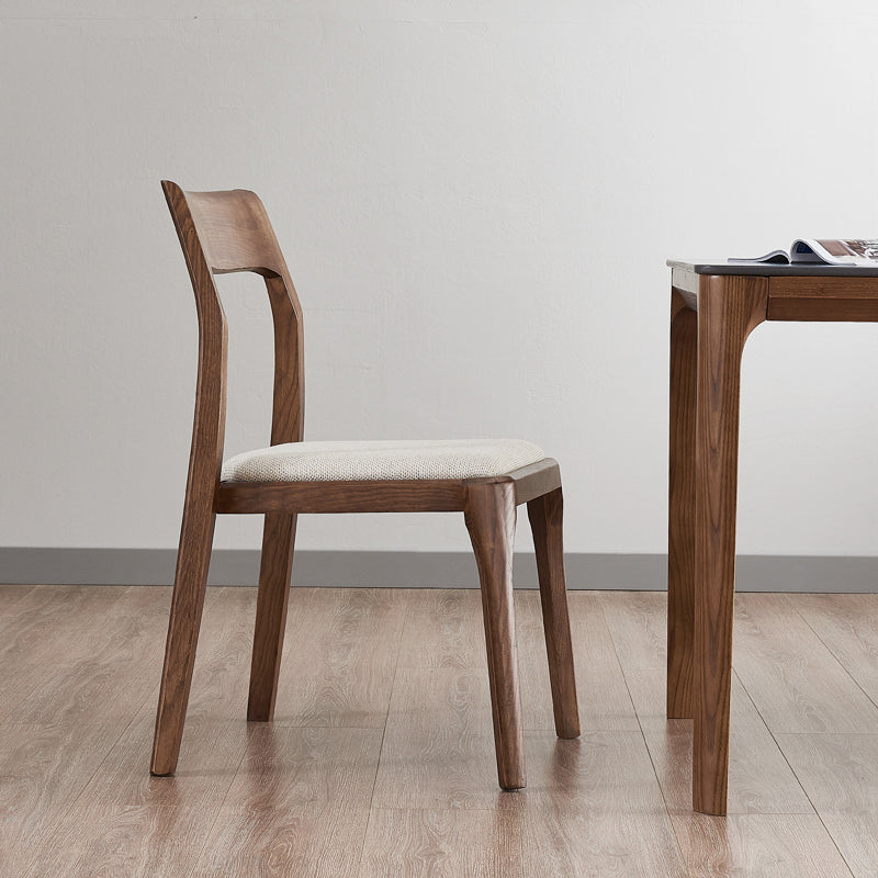 Silla auxiliar de madera contemporánea para el hogar, silla de comedor con respaldo abierto natural (juego de 2)