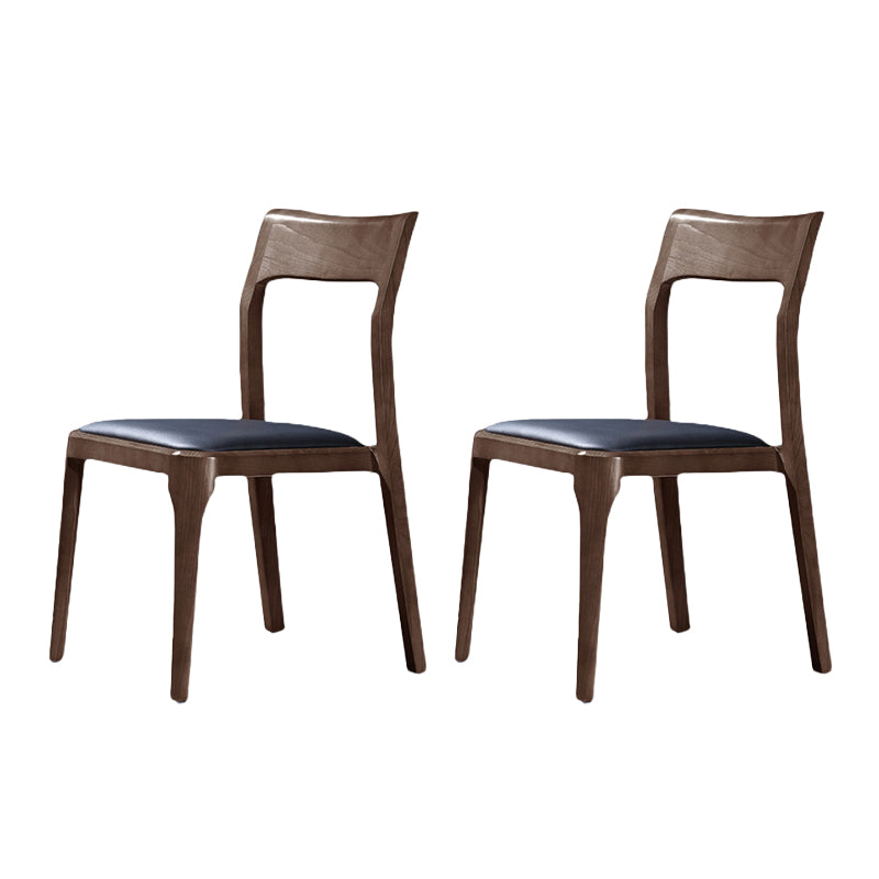 Silla auxiliar de madera contemporánea para el hogar, silla de comedor con respaldo abierto natural (juego de 2)