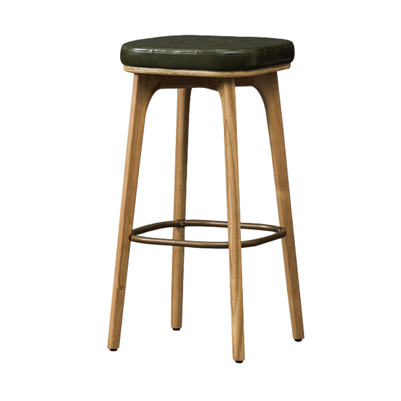 Industrial Style Armless Barstool Leather 30-inch Seat Height Counter Stools