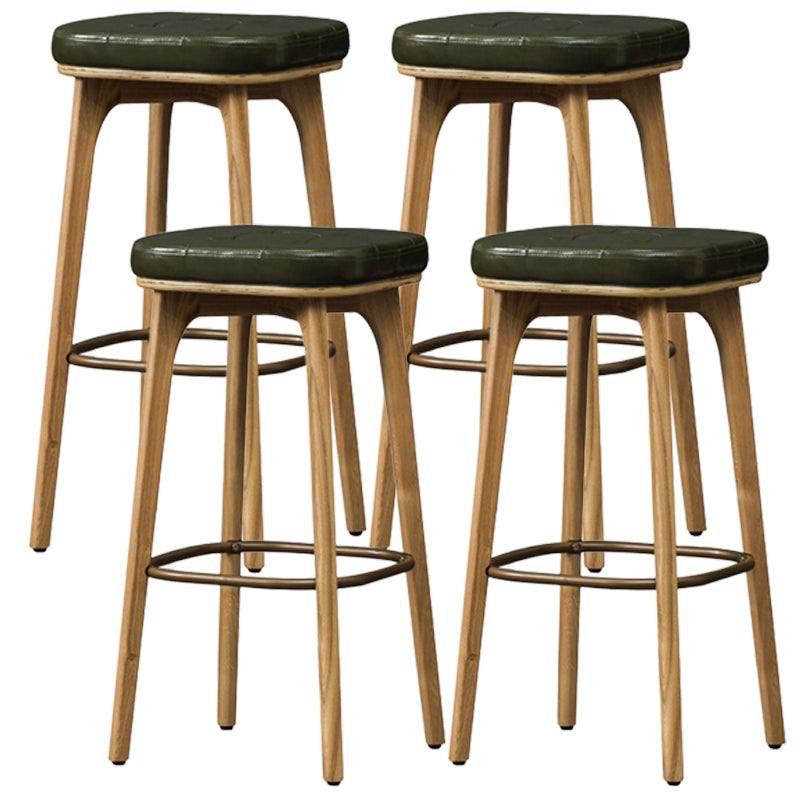 Industrial Style Armless Barstool Leather 30-inch Seat Height Counter Stools