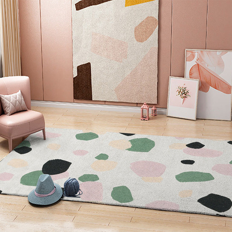 Minimalist Area Rug Polyester Color Block Carpet Non-Slip Backing Rug for Bedroom